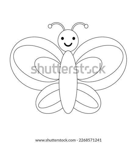 simple vector illustration black and white butterfly