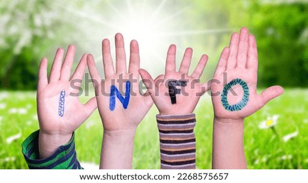 Children Hands Building Info Means Information, Grass Meadow