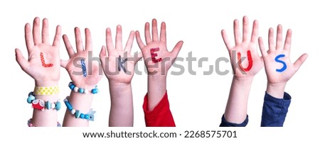 Children Hands Building Word Like Us, Isolated Background