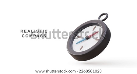 3d realistic compass on white background. Vector illustration.