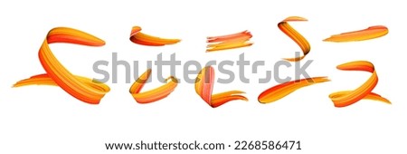 Acrylic orange paint brush strokes, vector bright spiral gradient waves of 3d paint brush texture background. Digital painted paintbrush color paint strokes and smudges Royalty-Free Stock Photo #2268586471