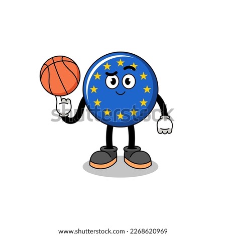 europe flag illustration as a basketball player , character design