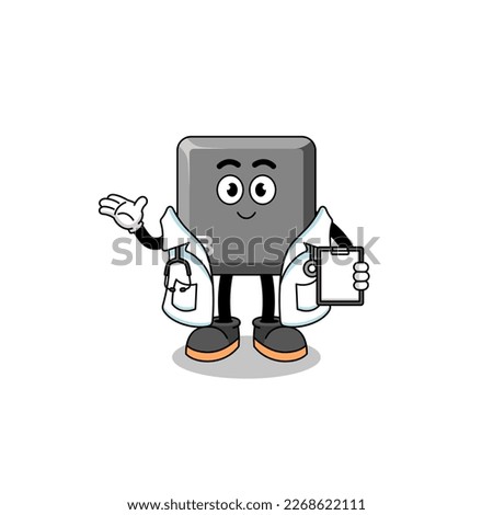 Cartoon mascot of keyboard B key doctor , character design