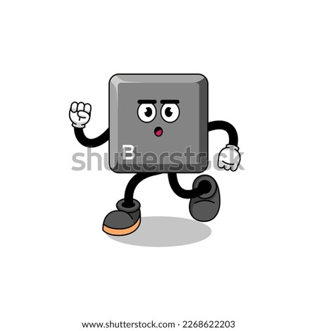 running keyboard B key mascot illustration , character design