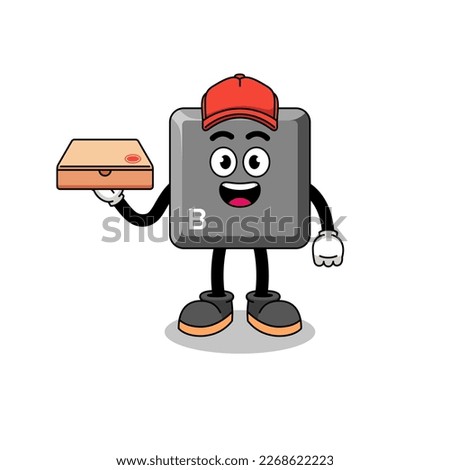 keyboard B key illustration as a pizza deliveryman , character design