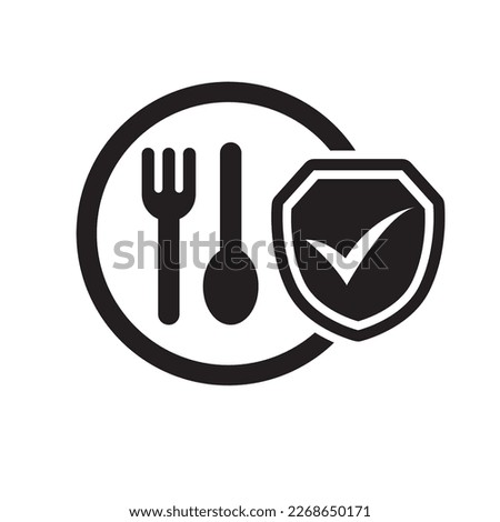 Food safety icon in simple black design isolated on white background Royalty-Free Stock Photo #2268650171