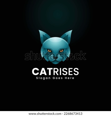 Vector Logo Illustration Cat Rises Gradient Colorful Style