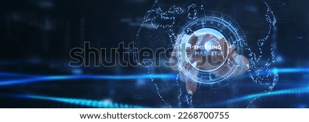 Business, technology, internet and network concept. Virtual screen of the future and sees the inscription: Emerging markets. Royalty-Free Stock Photo #2268700755