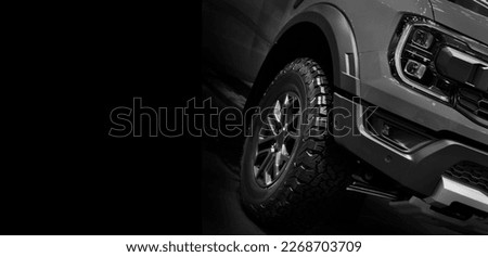  Detail on one of the LED headlights Pickup Truck black and white tone,copy space	 Royalty-Free Stock Photo #2268703709