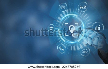 AI in logistics and supply chain management concept. More accurate, reliable, and cost-effective. Planning with real-time visibility and control over a fully optimized supply chain. Digital twin tech Royalty-Free Stock Photo #2268705269