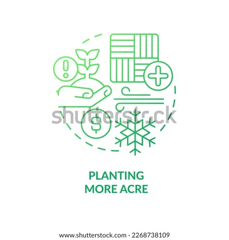 Planting more acres green gradient concept icon. Arable lands growth. Increase cultivated areas. Farmlands abstract idea thin line illustration. Isolated outline drawing. Myriad Pro-Bold fonts used Royalty-Free Stock Photo #2268738109