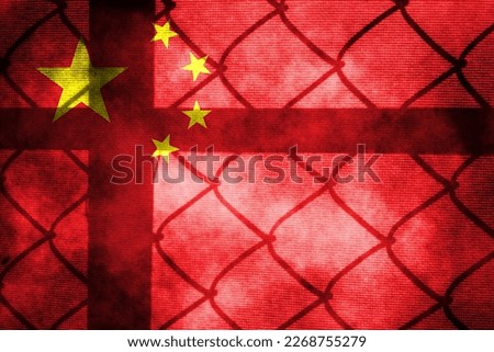 Creepy Chinese flag double exposure. Basemap or background use. Double exposure creative hologram.