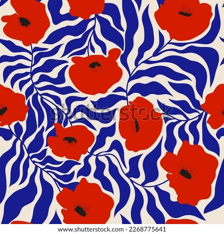 Seamless pattern in the form of a poppy flower. Vector illustration Royalty-Free Stock Photo #2268775641