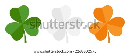 Set of shamrocks in Irish flag colors. Green, white and orange clovers