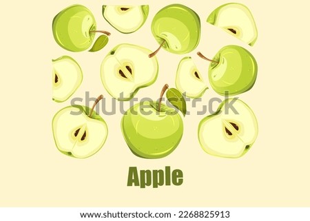 Background with green apples.Banner with natural products.Vector illustration. Royalty-Free Stock Photo #2268825913