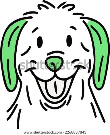 Happy Dog Minimalistic Outline light Green line Art for T-shirts
