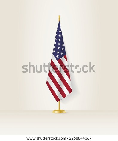 USA flag on a flag stand. Vector illustration.