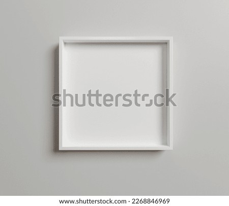 Square White Floating Frame Mockup. Minimalistic White Floater Frame Mockup Square . White Float Frame with Empty Space for Art Mockup. 3D Render. Royalty-Free Stock Photo #2268846969