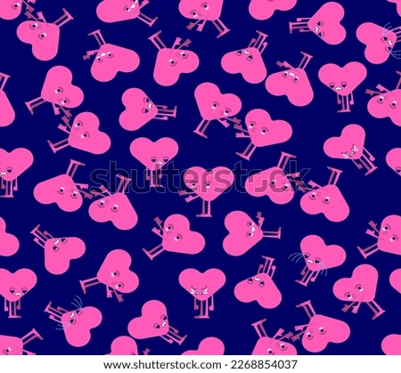 Couple of hearts pattern seamless. Love and hate background