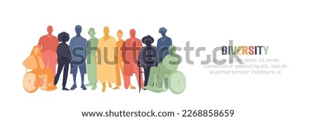 Diversity. People stand side by side together. Flat vector illustration. Royalty-Free Stock Photo #2268858659