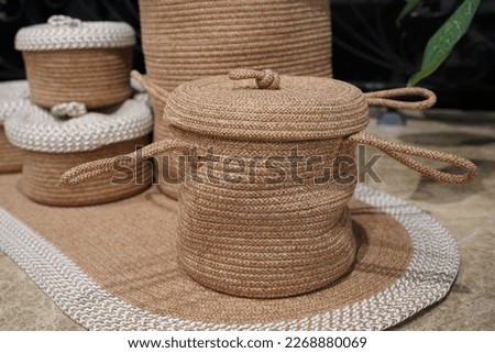 photo of jute wicker braided basket