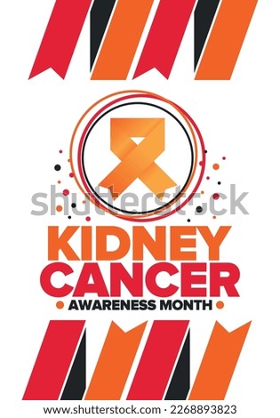 Kidney Cancer Awareness Month. Celebrate annual in March. Control and protection. Prevention campaign. Medical healthcare concept. Poster with ribbon. Banner and background. Vector illustration