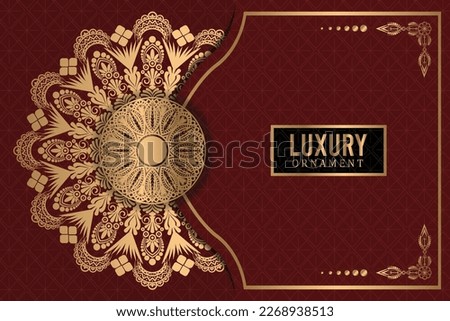 Free vector colorful oriental mandala background with golden frame