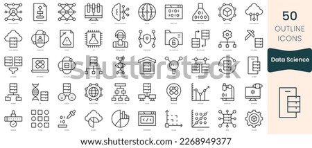 Set of data science icons. Thin linear style icons Pack. Vector Illustration Royalty-Free Stock Photo #2268949377