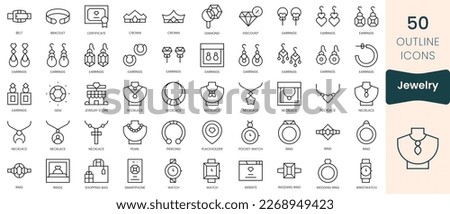 Set of jewelry icons. Thin linear style icons Pack. Vector Illustration Royalty-Free Stock Photo #2268949423