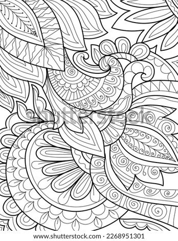 Decorative mehndi design floral coloring book page vector illustration