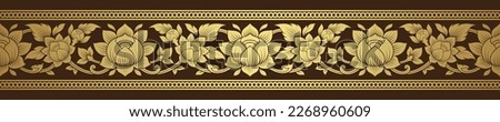 Gold asian art, buddhism temple element and background pattern decoration motifs for pillar pattern, flyers, poster, web, banner, and card concept vector illustration Royalty-Free Stock Photo #2268960609