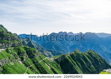 Madeira holiday summer trip vacation tourism mountains sunny day green trees landscape
