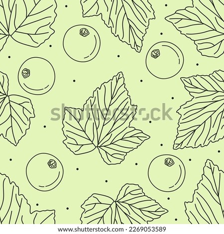 Blackcurrant seamless pattern. Hand drawing Blackcurrant, redcurrant. Ripe berries repeat texture. Vector illustration Royalty-Free Stock Photo #2269053589