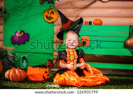 Little girl in costume for Halloween