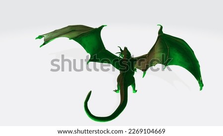 3D rendering of a fantasy red dragon isolated on white background.
