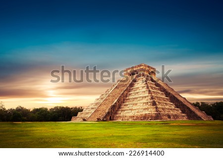 Temple of Kukulkan, pyramid in Chichen Itza, Yucatan, Mexico Royalty-Free Stock Photo #226914400