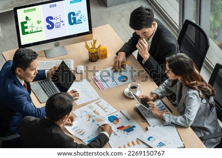 ESG environmental social governance policy for modish business to set a standard to achieve high ESG score Royalty-Free Stock Photo #2269150767