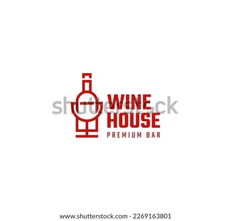Wine House logo design linear style for your business logo Royalty-Free Stock Photo #2269163801