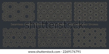 Seamless geometric pattern in authentic arabian style. Not expanded strokes. Vector illustrations set
