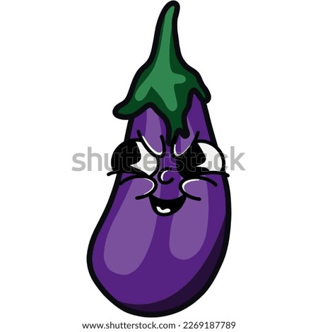 eggplant vector character with
happy face
stuck out tongue
smiling imp
smirking face
glanced eyes
suspicious face
wow face