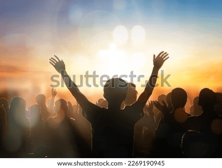 christian concept, Christian worship with raised hands Royalty-Free Stock Photo #2269190945