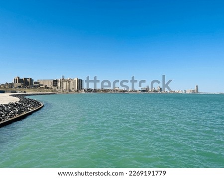 View of downtown Corpus Christi, Texas, from Cole Park pier Royalty-Free Stock Photo #2269191779