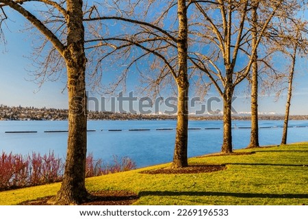 Nature landscapes of Lake 
Washington with long exposure shot.