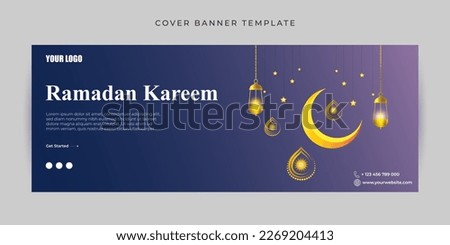 Vector illustration of Ramadan kareem Facebook cover banner mockup Template