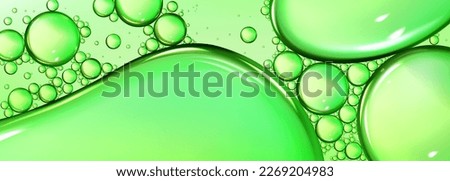 Green liquid oil bubble macro texture background. Realistic olive pattern vector. Abstract beauty soap with omega vitamin image. Skin collagen fresh drop on glass surface. Clean gel view banner. Royalty-Free Stock Photo #2269204983