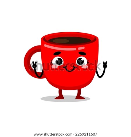 happy cup drink cute mascot character vector illustration