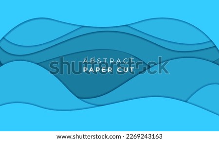 Blue papercut design background with overlap layer, 3D papercut background Vector