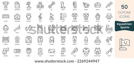 Set of equestrian sports icons. Thin linear style icons Pack. Vector Illustration Royalty-Free Stock Photo #2269244947