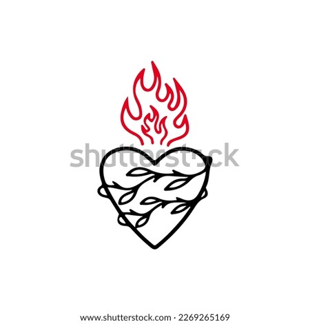  vector illustration of heart with fire concept