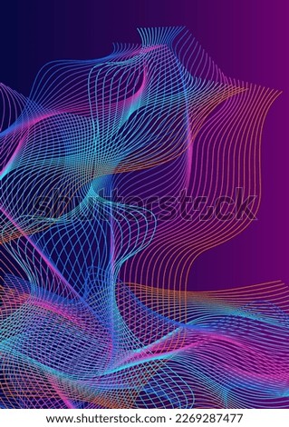 Colorful Contour Background Violet Vector. Futuristic Design. Rainbow Soundwave Twisted. Creative Ribbon Cover. Bright Energy.